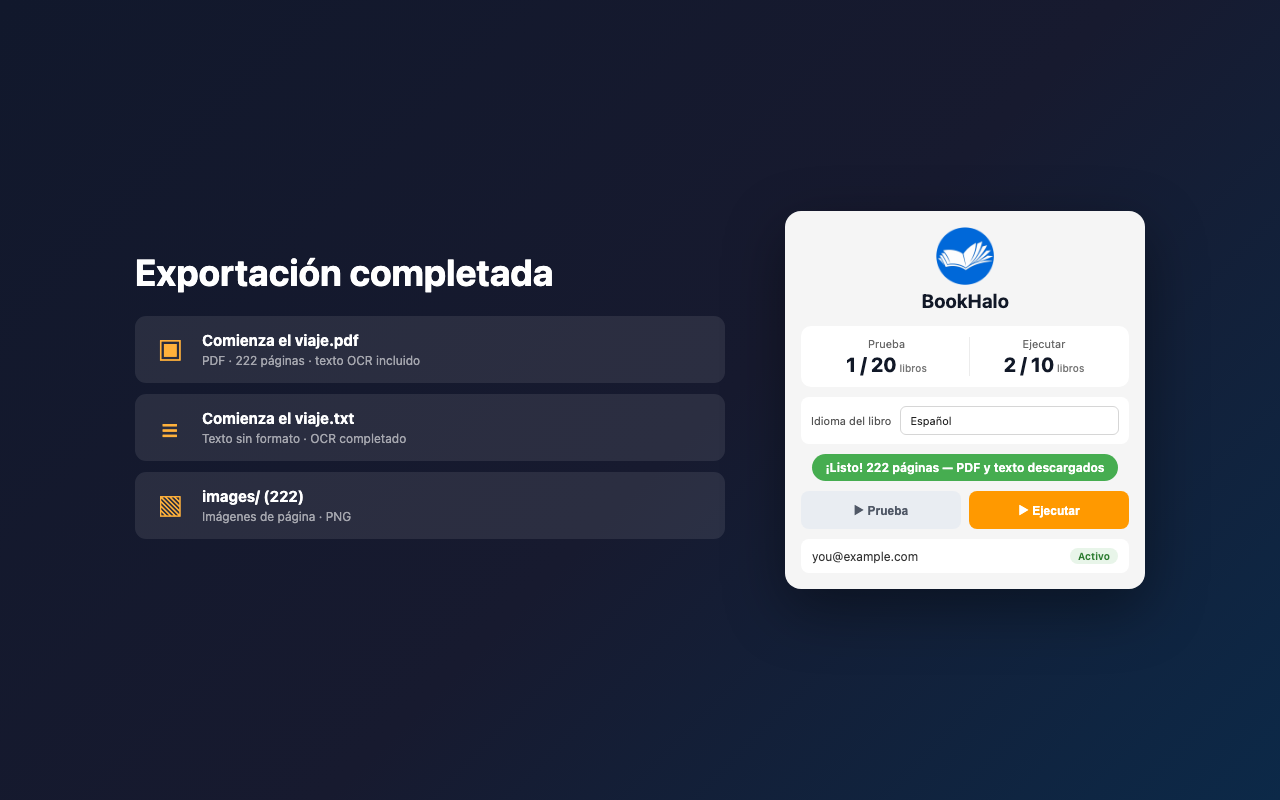 Exportación terminada de BookHalo en español