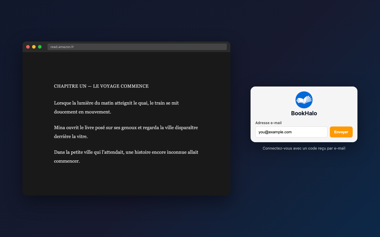 Connexion BookHalo par e-mail en français