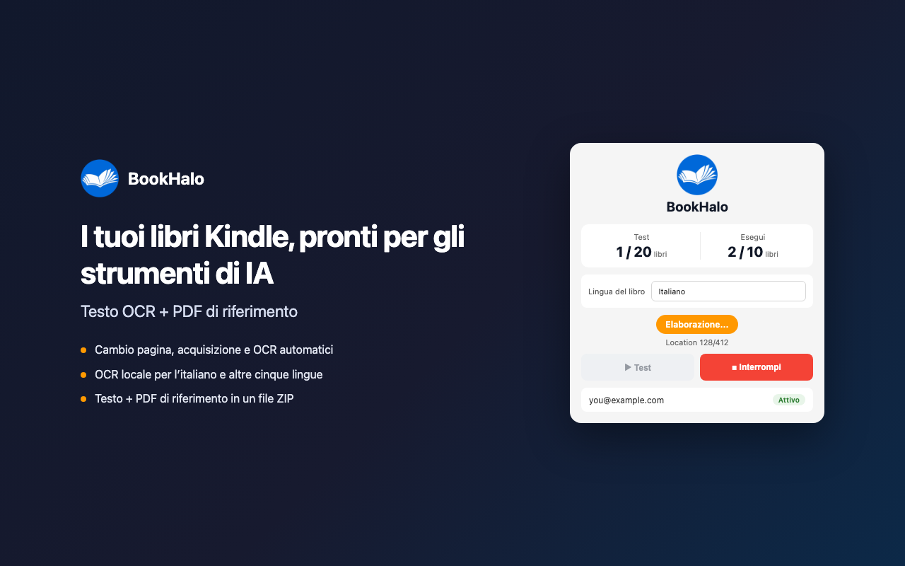 BookHalo elabora un libro in italiano in Kindle Cloud Reader