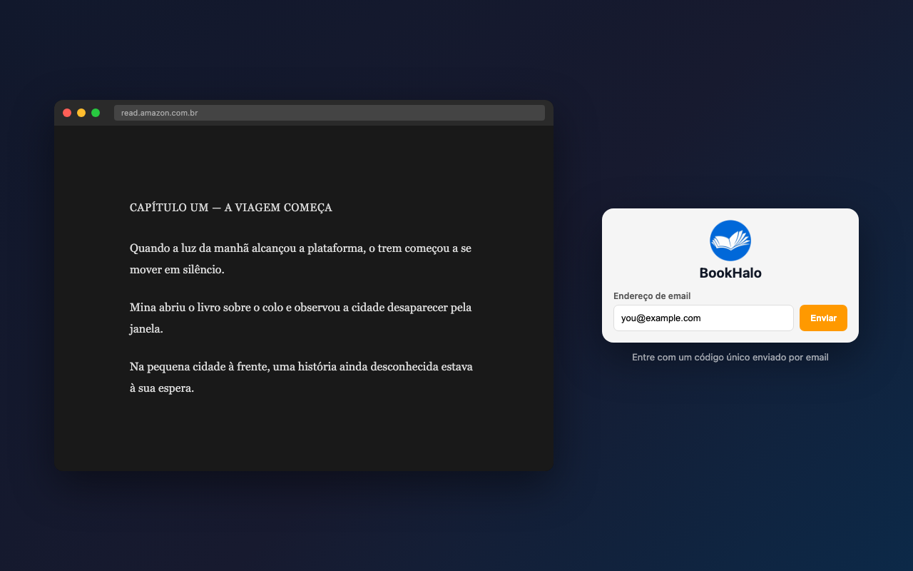 Login do BookHalo por e-mail em português